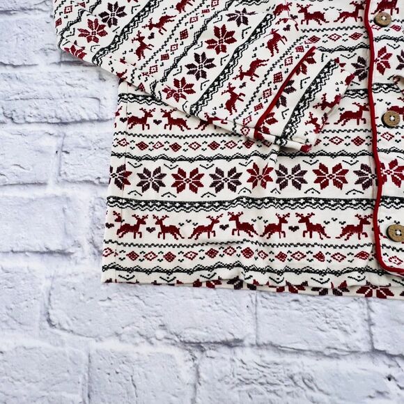 Burt's Bees Baby Pajama Shirt Large Red Green Christmas‎ Holiday Button Down - Picture 5 of 10